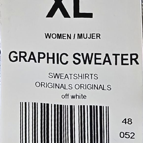 Adidas Sweatshirt Womens XL Crewneck Repeat Logo Graphic Tennis Pullover Cream - Picture 7 of 7